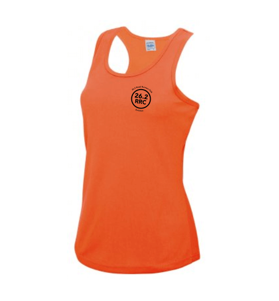 262 road runners Ladies Vest Orange Front1