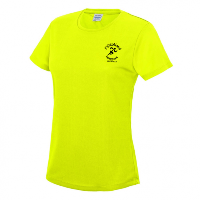 jog scotland ladies tshirt electric yellow front