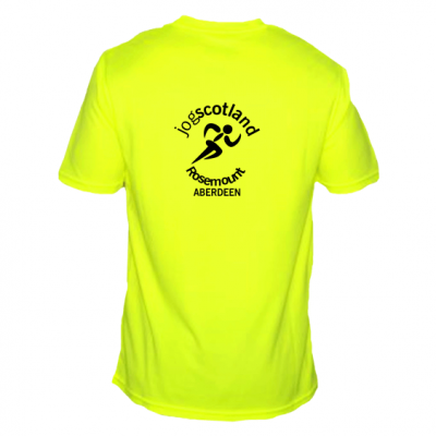 jog scotland mens tshirt electric yellow back