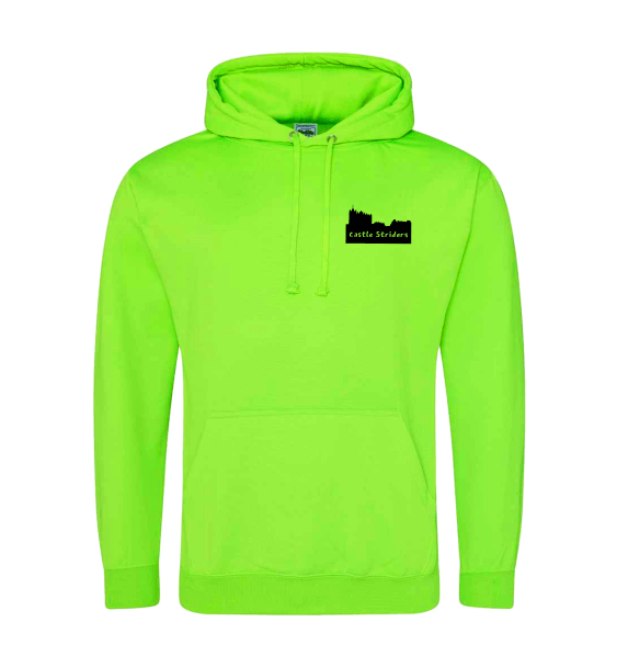 Castle striders electric green hoodie front