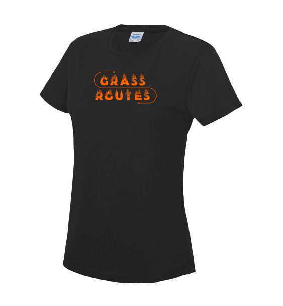 grass routes black tshirt front