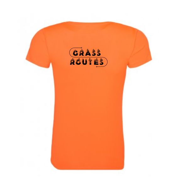 grass routes orange tshirt back