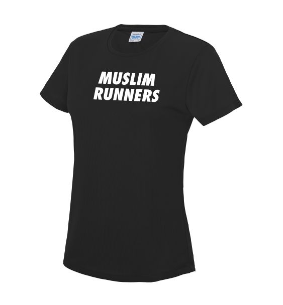 Muslim Runners black ladies tshirt