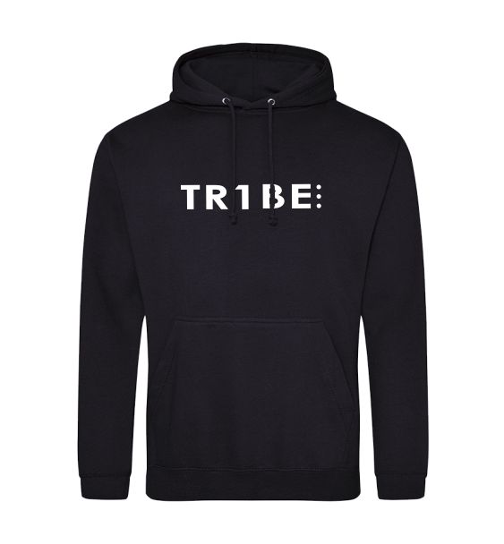 Tr1be black hoodie front