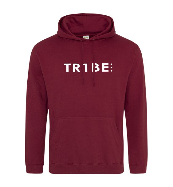 Tr1be burgundy hoodie front